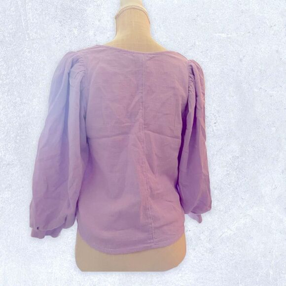 A New Day | EUC Women's 3/4 Sleeve Voile Top A New Day™ Size XS Purple - Picture 4 of 6